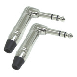 Kit 6 Conector Plug P10 Trs Estereo 90 Graus Cachimbo Em L