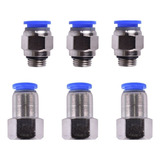 Kit 6 Conexões Rápidas 1/4'' X Tubo 8mm Pu 08 Femea E Macho
