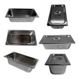 Kit 6 Cubas Com 6 Tampas Gn 1/3 100mm Inox Gastronômica