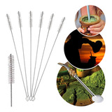 Kit 6 Escovas Pra Limpeza Bomba Chimarrão Mate Tereré Canudo Cor Inox
