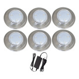 Kit 6 Hiper Led Brustec 6w Luz Azul Inox 316l E Fonte 3a