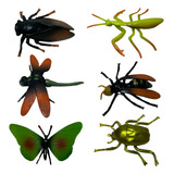 Kit 6 Insetos Borracha Brinquedo Borboleta Abelha Gafanhoto