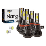 Kit 6 Lâmpada Nano Plus Super Farol Led 8000k + Led T10