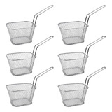Kit 6 Mini Cesto Fritura Inox Servir Porções Batatas Fritas