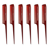 Kit 6 Pentes Krest 5by Para Mechas Cabo Fino Profissional Cor Vermelho