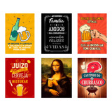 Kit 6 Placas Frases Bar Cerveja Churrasco Engraçado 20 X 30