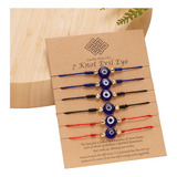 Kit 6 Pulseiras Olho Grego 7 Nós Ajustável Proteção Sorte