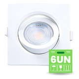 Kit 6 Spot Led Smd 7w Quadrado Dicróica Direcionável Forte