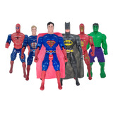 Kit 6 X Bonecos Vingadores Liga Da Justiça Heróis - 30 Cm