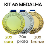 Kit 60 Medalhas Personalizáveis Grande Centro Liso Ø55mm Cor Sortida