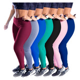 Kit 7 Calça Ginástica Legging Suplex Liso Fitness Atacado
