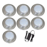 Kit 7 Hiper Led Brustec 6w Luz Azul Inox 316l E Fonte 5a