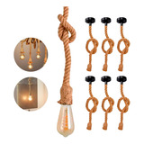 Kit 7 Luminárias Pendentes Desing Rustico Corda Retro 1,80m 