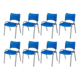 Kit 8 Cadeira Iso Base Cinza Igreja Escola Azul