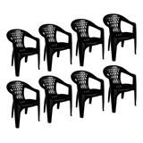 Kit 8 Cadeiras Plásticas Apoio Braço Casafort Área Lazer