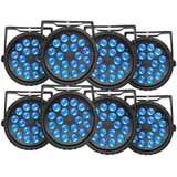 Kit 8 Canhão Refletor 18 Leds 12w Rgbw Quadriled Dmx Slim Dj