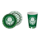 Kit 8 Copos E 8 Pratos De Papel Palmeiras Festcolor