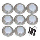 Kit 8 Hiper Led Brustec 6w Luz Azul Inox 316l + Fonte 5a