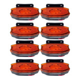 Kit 8 Lanterna Led Lateral Elipse Caminhão Carreta Com Vigia
