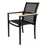 Kit 8 Poltronas Alumínio Tela Sling Braço Madeira