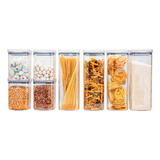  Kit 8 Potes Herméticos Mantimentos Quadrado Cozinha Tampa Vedação Hermética Amobox