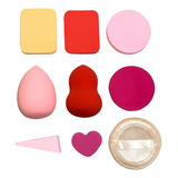 Kit 9 Unidades Esponja De Maquiagem Para Pó Corretivo Base Cor Colorido