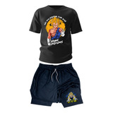 Kit Academia Camiseta Basica E Short Vegeta Meme Dragon Ball