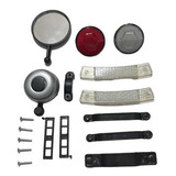 Kit Acessório Para Bike Refletor Buzina Trim Trim Retrovisor