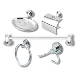 Kit Acessórios Para Banheiro Inox 5 Peças Cromado Cor Prateado