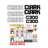  Kit Adesivo Etiquetas Faixas Empilhadeira Clark C300