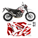 Kit Adesivo Faixas Yamaha Xt660 2010 A 2015 Vermelho Branco Cor Personalizado