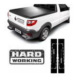 Kit Adesivo Tampa Traseira + Par De Soleira Strada Hard Work