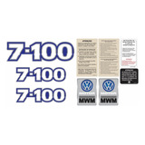 Kit Adesivos 3d Compatível Volkswagen 7-100 + Etiqueta Cmk06 Cor Emblemas 7-100 Mwm Resinado + Etiquetas