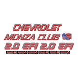 Kit Adesivos Chevrolet Monza Club 2.0 Efi Grafite E Vermelho