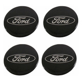 Kit Adesivos Emblema 3d Roda Compatível Ford 58mm Cl16 Cor Preto Com Escrita Cromada