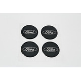 Kit Adesivos Emblema Relevo Roda Compatível Ford 68mm Cl17 Cor Preto Com Escrita Cromada