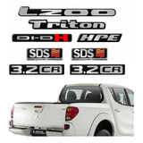 Kit Adesivos Emblemas Mitsubishi L200 Triton 3.2 Cr Resinado