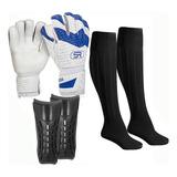Kit Adulto Luva Goleiro + Meião Futebol + Caneleira S. R.