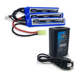 Kit Airsoft Carregador Balanceador Imax B3 + Bateria Lipo 11,1v 3s 1100mah 20c Aeg M4 Rifle Leão Mini Tamiya Elétrico