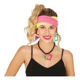 Kit Anos 80 Acessórios Faixa Cabelo Brinco E Colar Cosplay