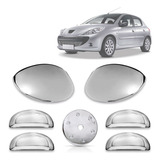 Kit Aplique Cromado Maçaneta Retro Completo Peugeot 207 206