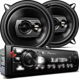 Kit Auto Radio Som Aparelho Automotivo Usb +triaxial 5 Porta