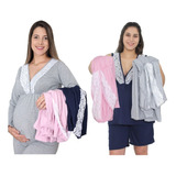 Kit Baby Doll + Pijama + Camisola Amamentação Maternidade