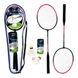 Kit Badminton 2 Raquetes + 3 Petecas C/ Bolsa Kit Completo