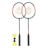 Kit Badminton Completo C/2 Raquetes 2 Petecas De Nylon Vollo