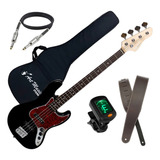 Kit Baixo Giannini Jazz Bass 4 Cordas + Capa E Acessórios