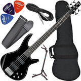 Kit Baixo Ibanez 5 Cordas Ativo Gsr 205 Preto + Acessórios