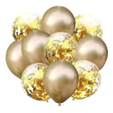 Kit Balao Hiperfesta Confete / Metalic 10un Cor Dourado