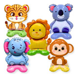 Kit Balão Safari Animais Metalizado Base - 5 Unidades