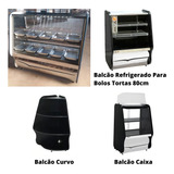 Kit Balcao Estufa 1,25m Refrigerado 80cm Curvo E Caixa 127v
